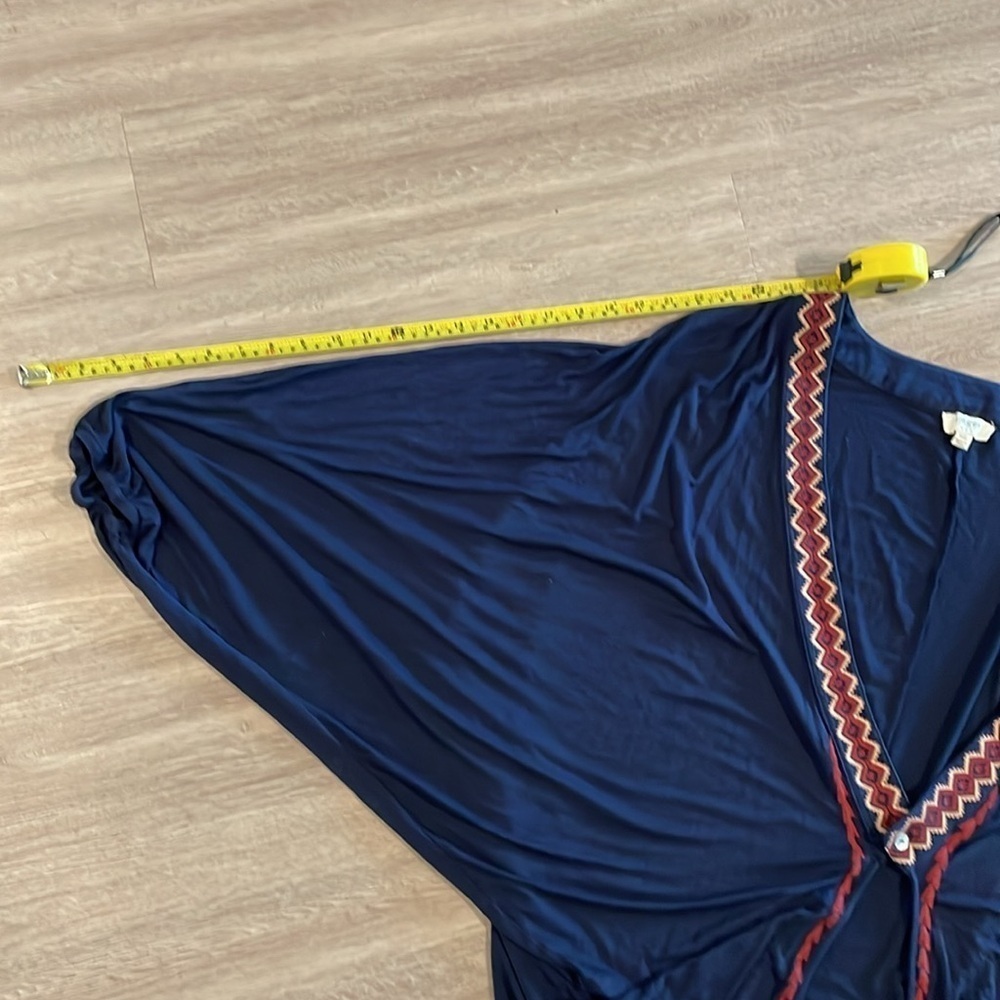 Umgee Women’s Cardigan Large Blue Embroidered Trim Cocoon Contemporary Bohemian - Picture 15 of 16